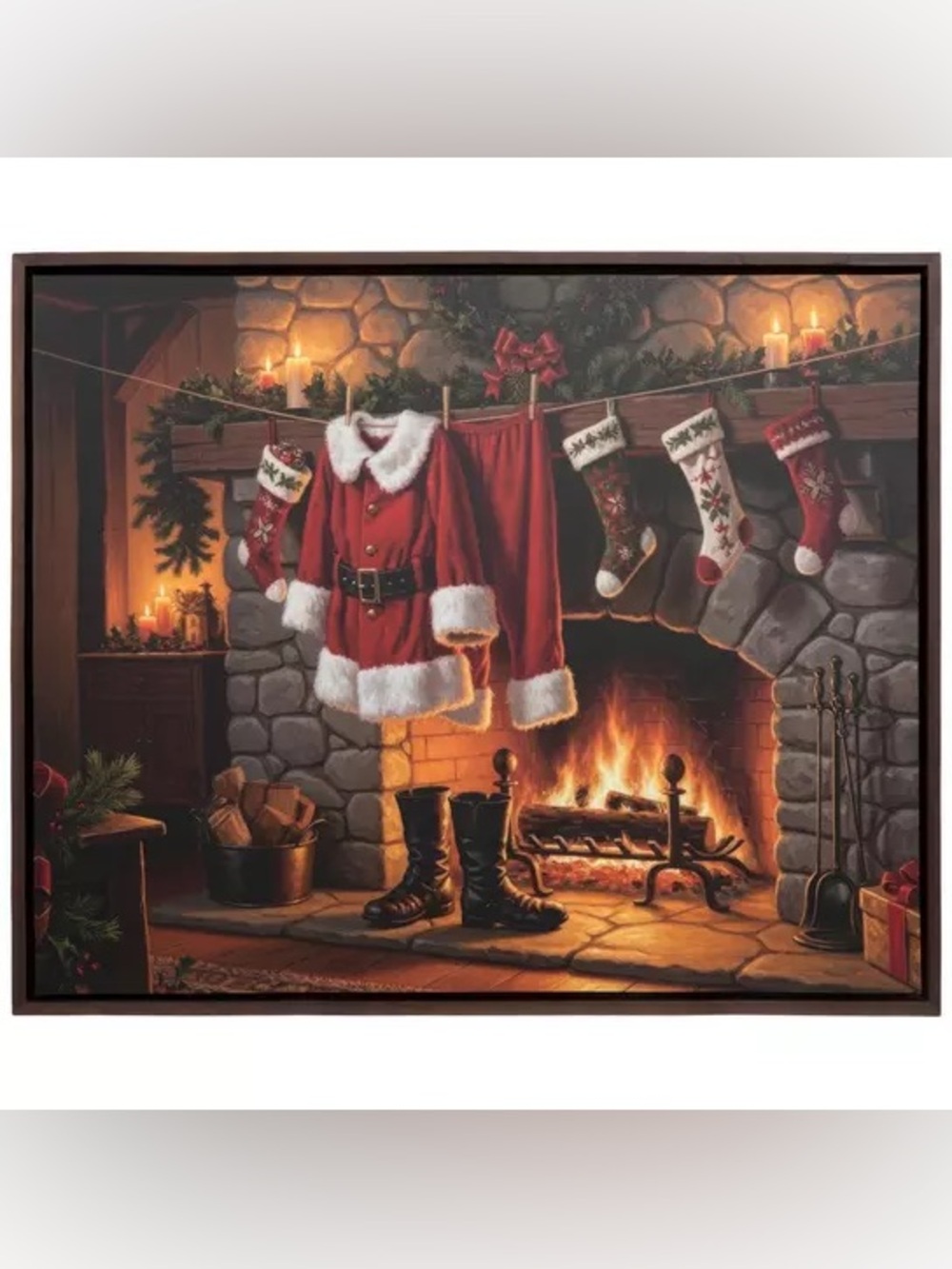 Santa's Suit Over Fireplace Light Up Wall Decor